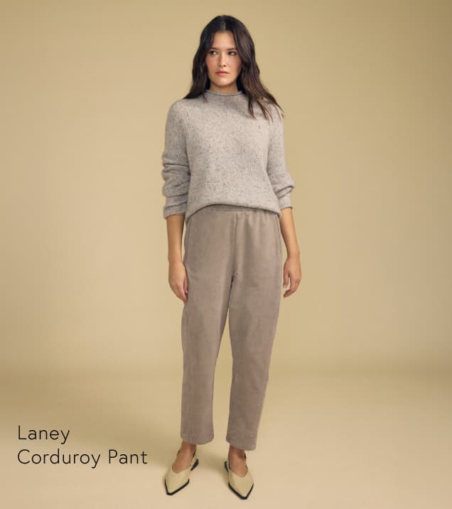 Image of model wearing Laney in Faded Coco.
