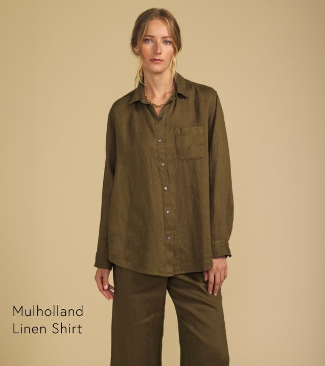 Image of model wearing Mulholland in Musk.