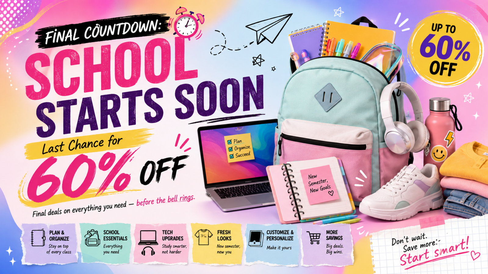 ⏰ Final Countdown: School Starts Soon — Last Chance for 60% Off