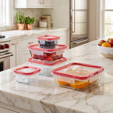 Pyrex 10-Piece FreshLock Glass Storage Set – Microwave & Dishwasher Safe