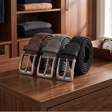 3-Pack: Men's Elastic Braided Stretch Belt