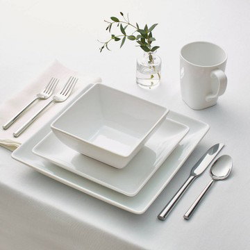 16pc Porcelain Square Rim Dinnerware Set - Threshold