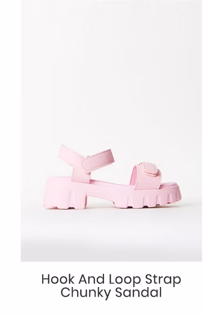 Hook And Loop Strap Chunky Sandal