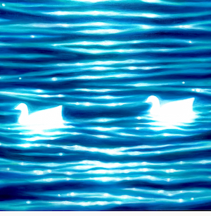 Blue swans painting