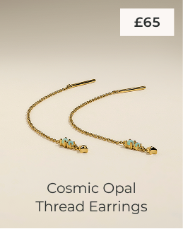 Cosmic Opal Thread Earrings in Gold