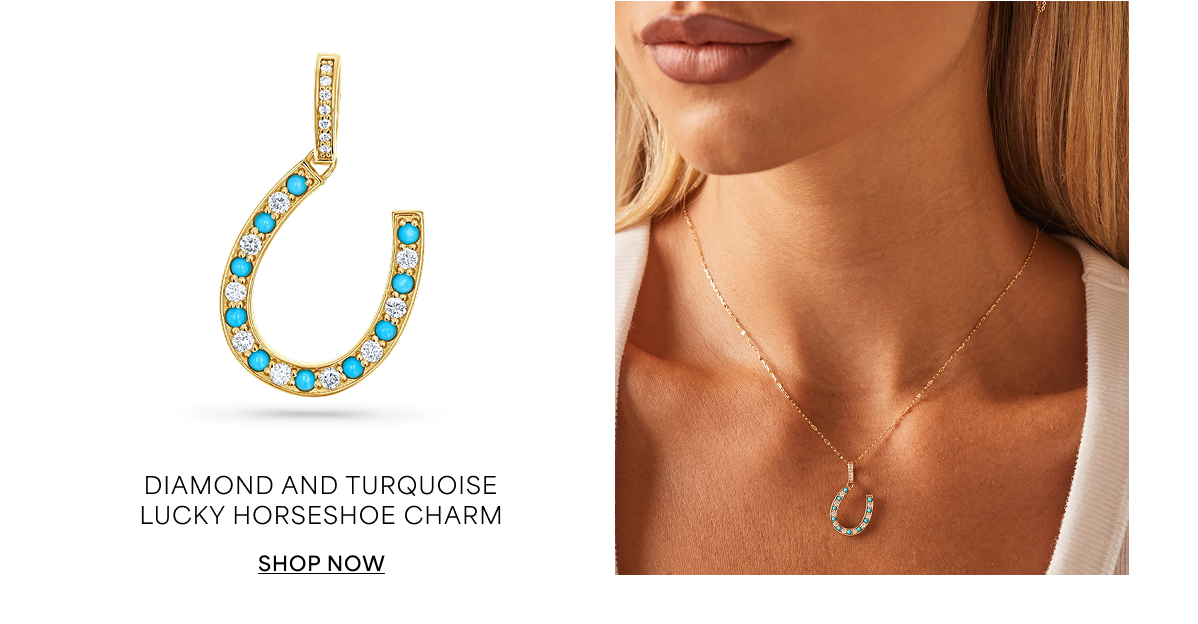 Diamond and Turquoise Lucky Horseshoe Charm