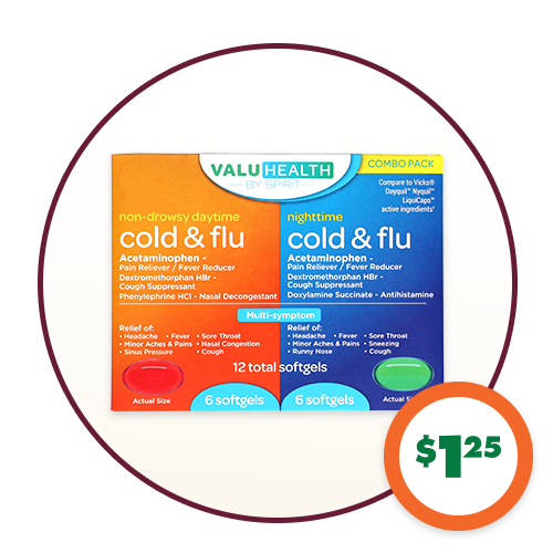 $1.50 Multisymptom Day & Night Liquid Capsules, 12-ct.