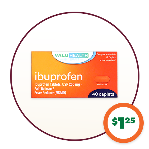 $1.25 Ibuprofen Caplets, 40-ct.