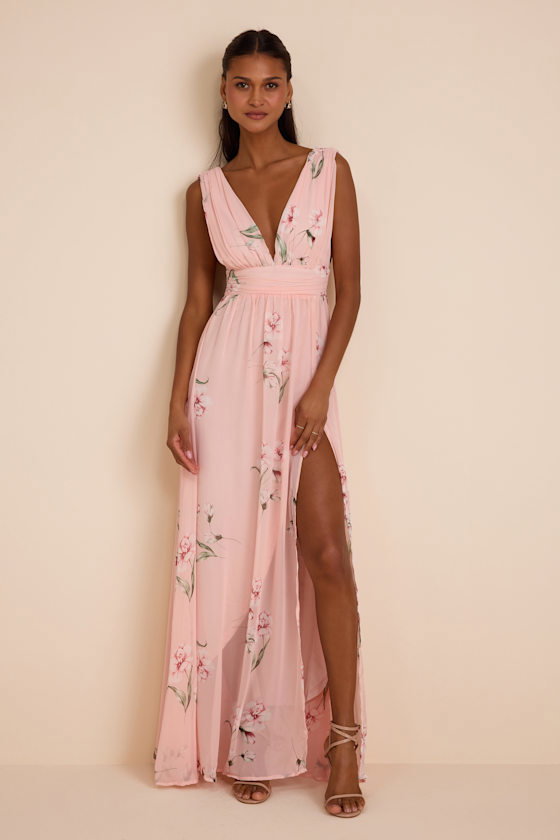 Image of Garden Meandering Light Pink Floral Print Maxi Dress