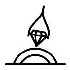 An icon of a tool placing a diamond on a ring to represent diamond upgrades.
