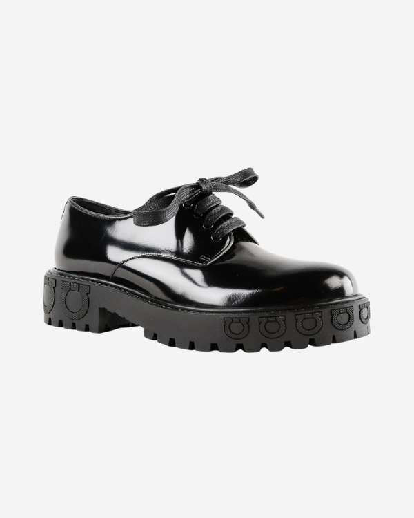 Ferragamo Calvello Glossed-Leather Platform at Century 21 NYC