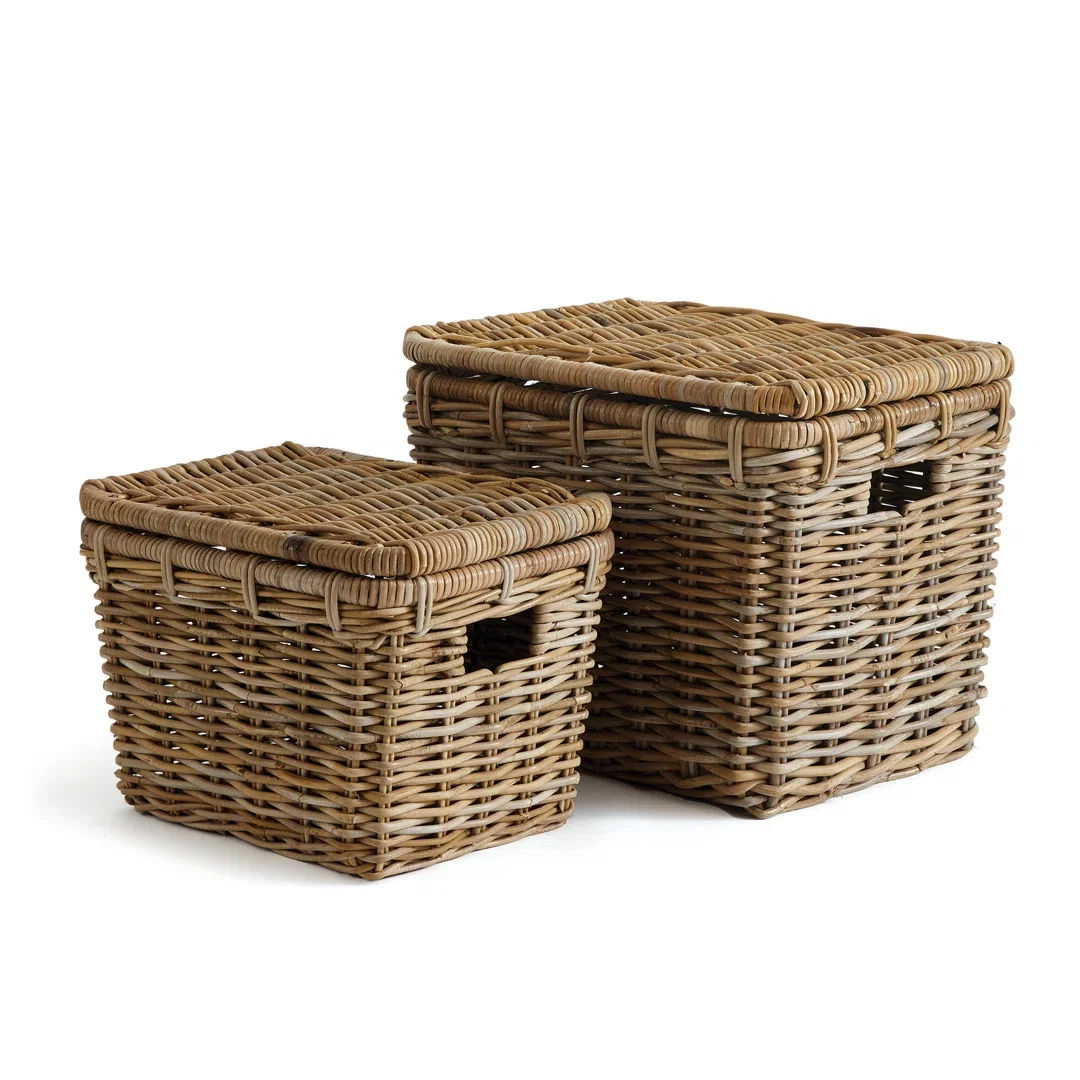 Ruthie 2 Piece Rattan Basket Set