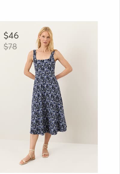 Organic Fit & Flare Square Neck Dress