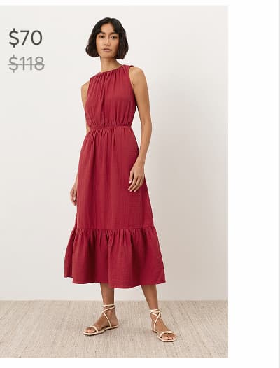 Organic Coastal Double Gauze Tiered Midi Dress
