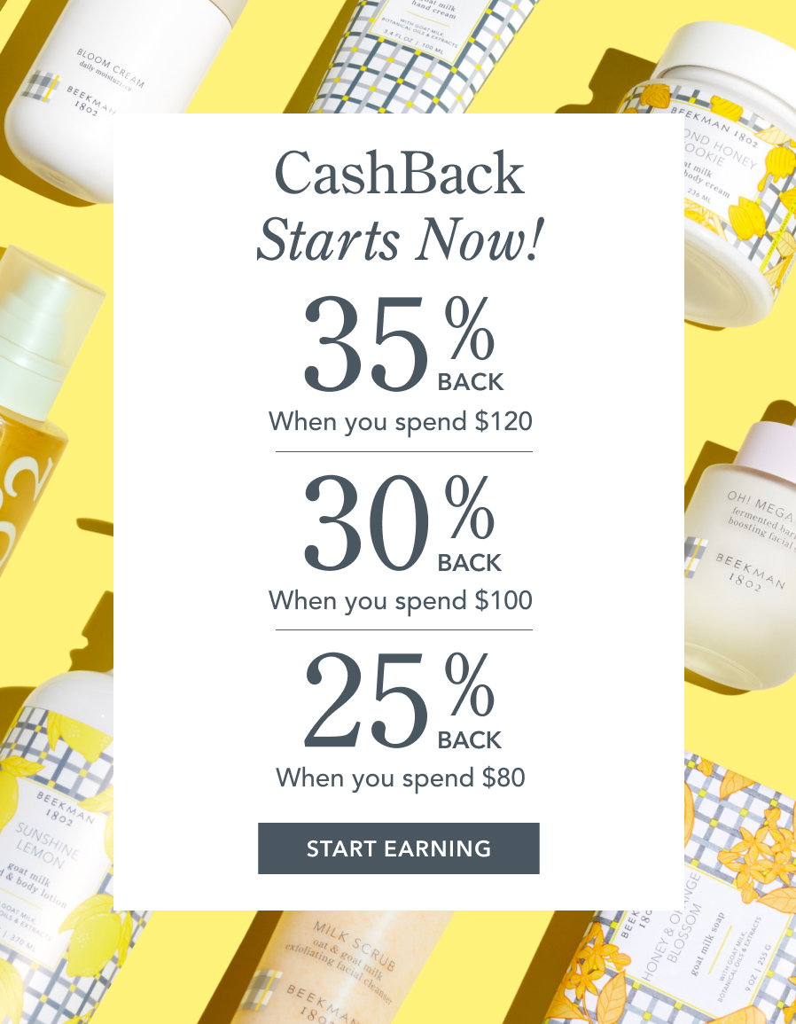 CashBack Starts Now! 35% When you spend $120 30% When you spend $100 25% When you spend $80 START EARNING