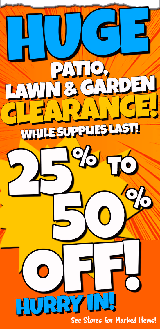 25-50 percent off lawn, patio, and garden