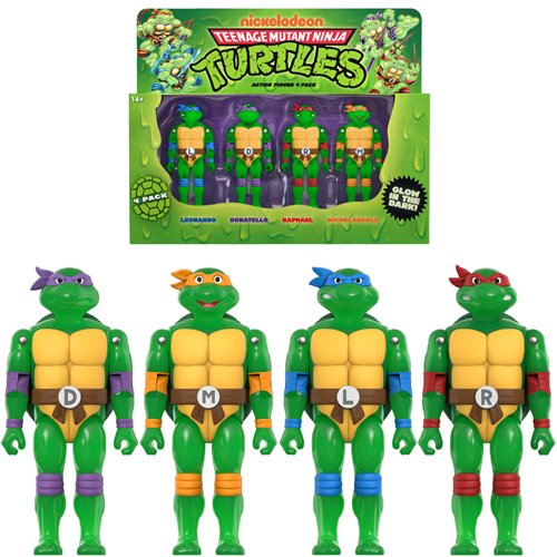 Teenage Mutant Ninja Turtles Mutagen Ooze Glow-in-the-Dark 3 3/4-Inch ReAction+ Figures 4-Pack