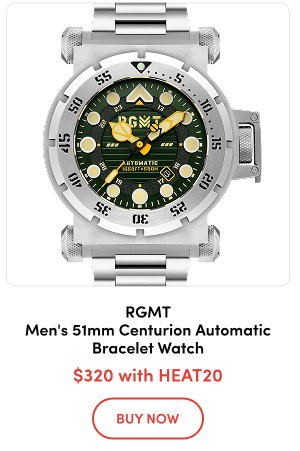RG-8066-04  RGMT Men's 51mm Centurion Automatic Bracelet Watch  $320 with HEAT20
