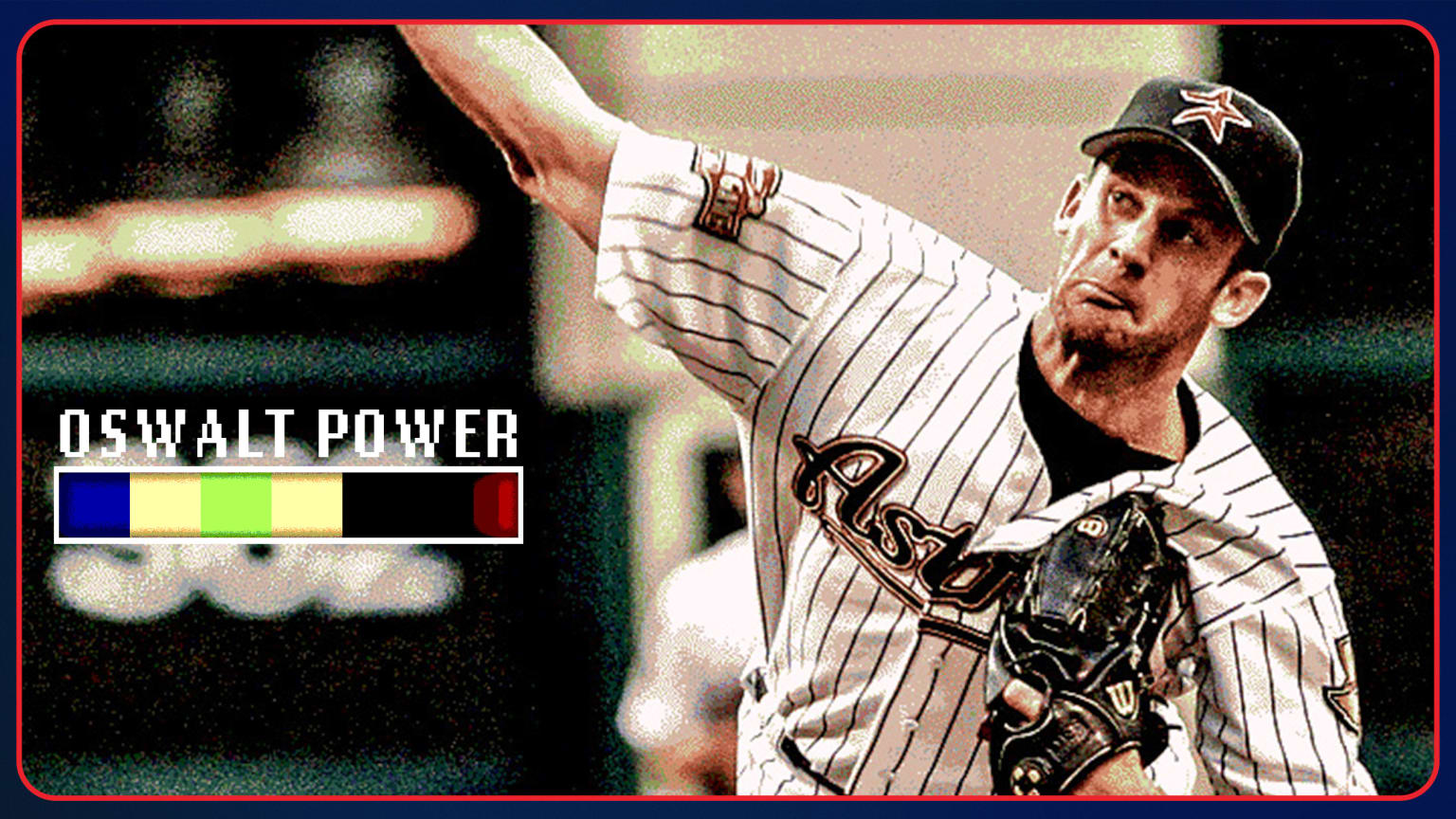 An image of Roy Oswalt pitching with a graphic overlay showing Oswalt Power