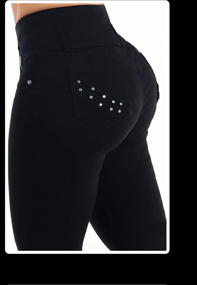 Butt Lift Super High Waist Black Stretch Skinny Jeans