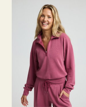 Luxe Sandwash Half Zip Pullover