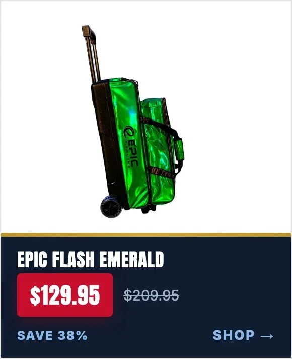 Epic 3 Ball Flash Triple Tote Emerald Green Holo With Removeable Pouch Bowling Bag