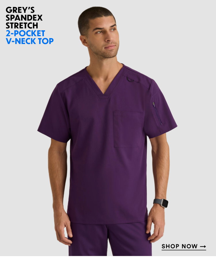 Grey's Spandex Stretch 2-Pocket V-Neck Top | Shop Now
