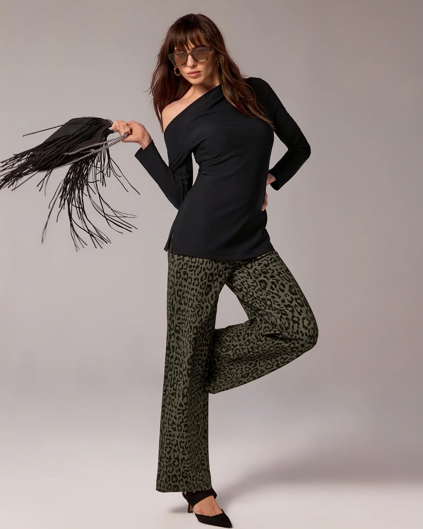 Image of Beyond Travel Print Palazzo Pant Autumn Cheetah