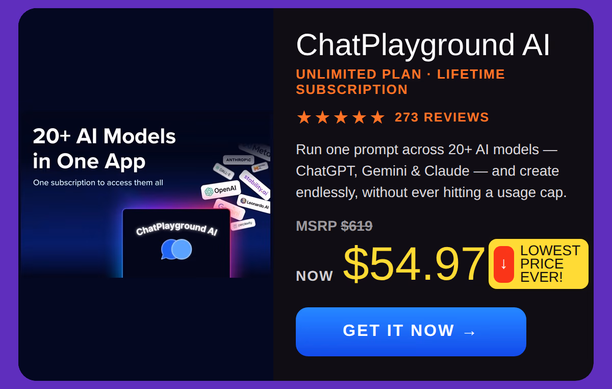 ChatPlayground AI: Lifetime Subscription (Unlimited Plan)