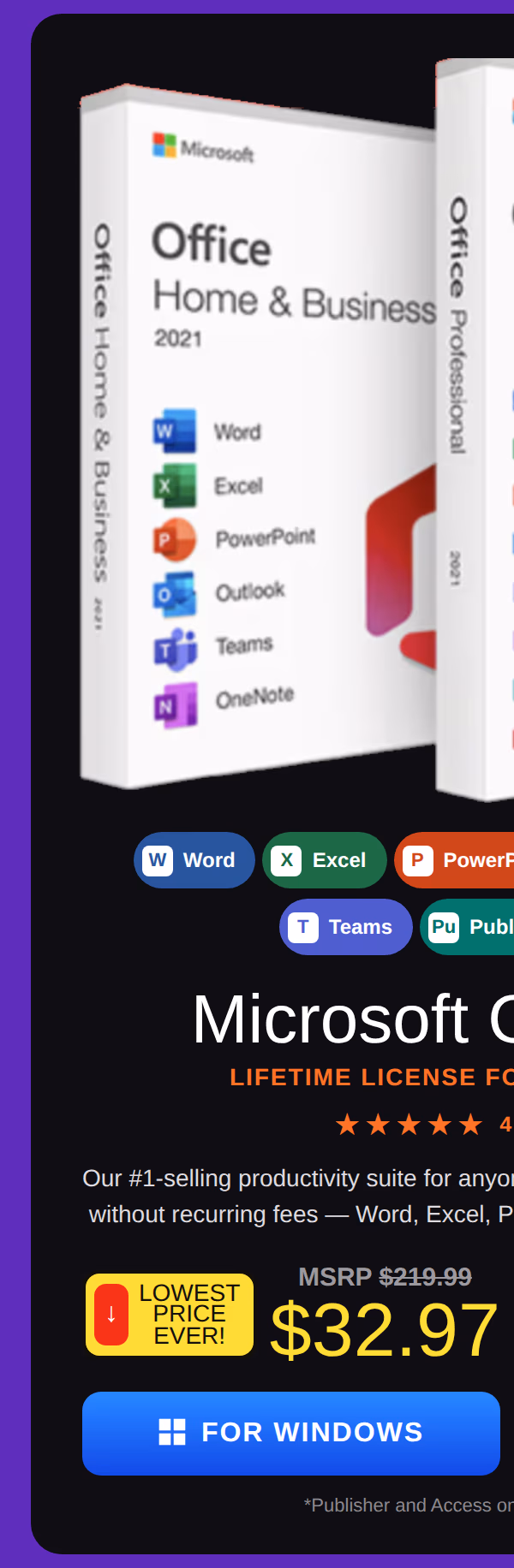 Microsoft Office Professional 2021 for Windows: Lifetime License
