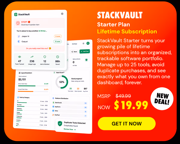 StackVault Starter Plan: Lifetime Subscription