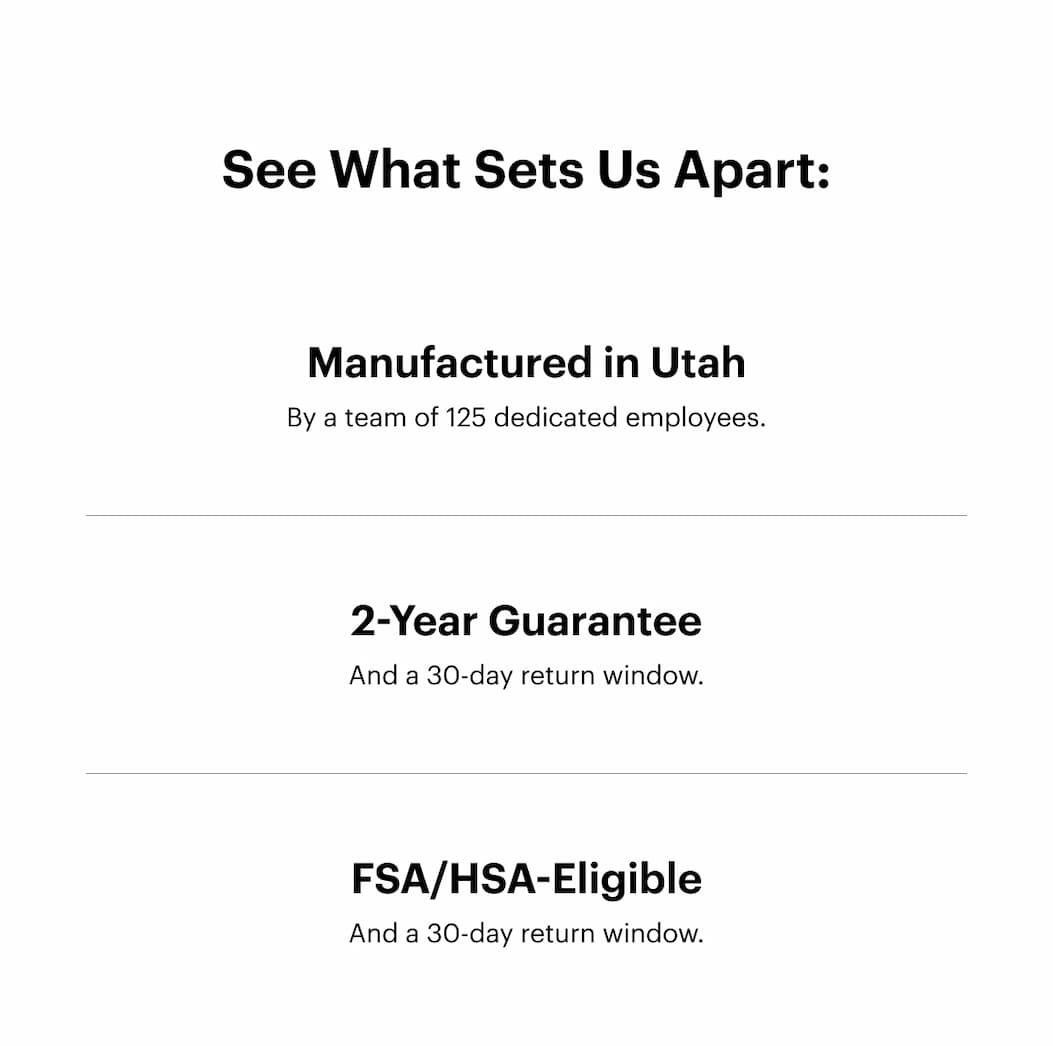 See What Sets Us Apart | Manufactured in Utah | 2-year Guarantee | FSA/HSA-Eligible 