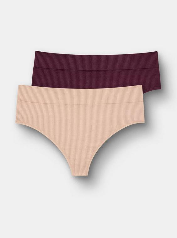 2-Pack Seamless Rib Thong Panty