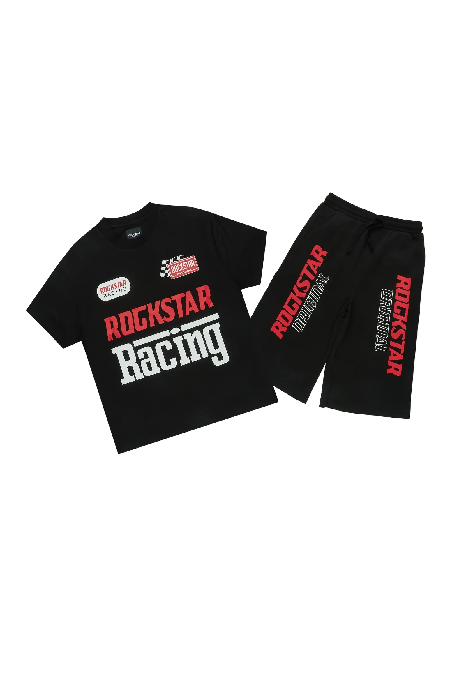 Image of Boys Spiller Black Oversized T-Shirt/Jort Set