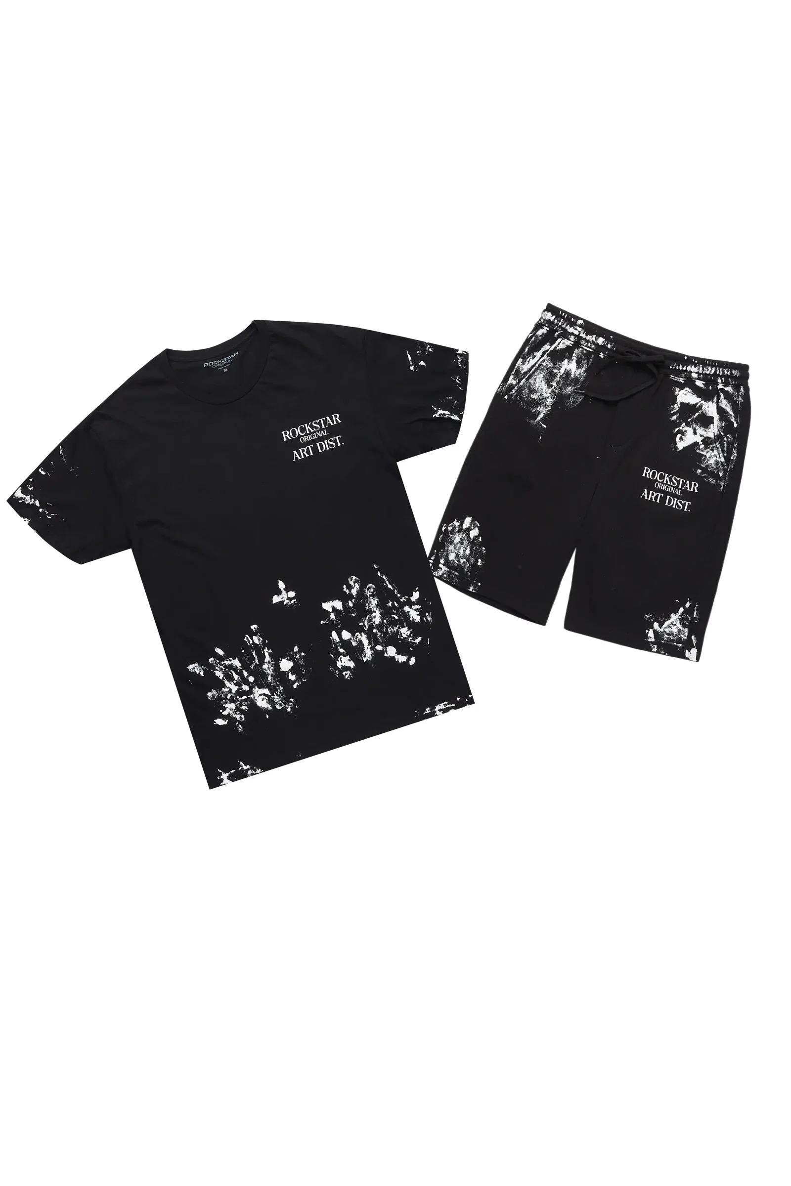Image of Filip Black Graphic T-Shirt Short Set