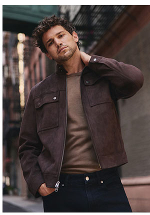 Shop Mens Espresso Faux Suede Double Snap Pocket Jacket