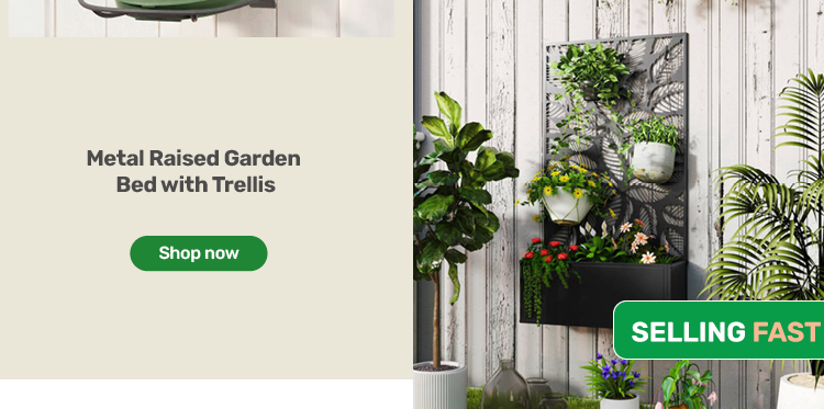 Metal Raised Garden Bed with Trellis 24 x 23 x 61cm