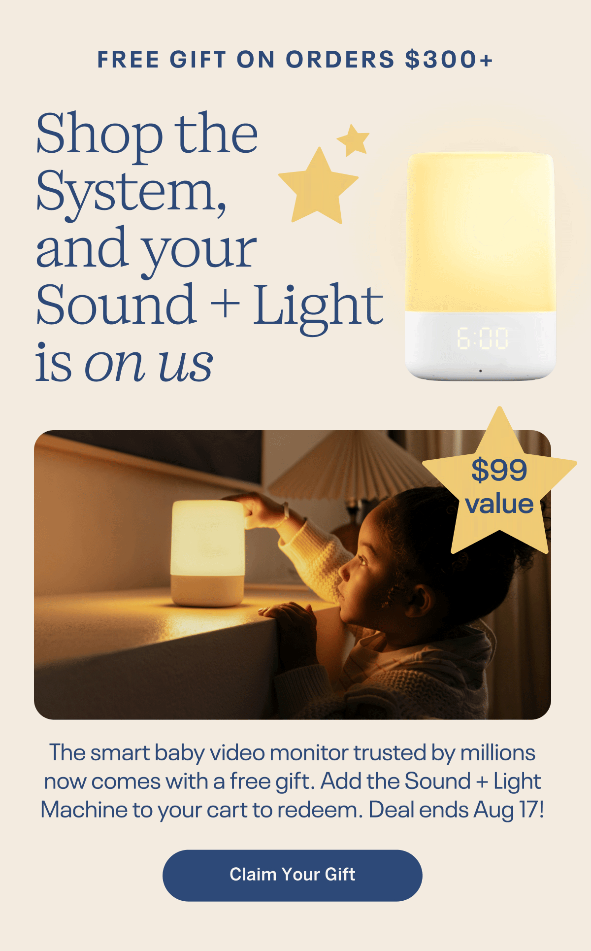 Free gift on orders $300+