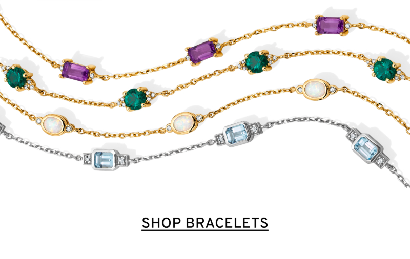 Strands of different gemstone bracelets. Click to Shop Bracelets