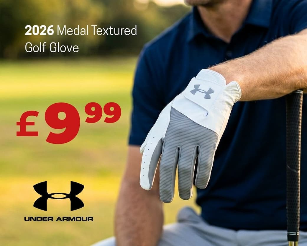 Under Armour Mens 2026 UA Medal Synthetic Leather Textured Palm Golf Glove