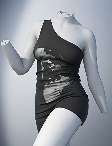 dForce SU One Shoulder Mini Dress for Genesis 9