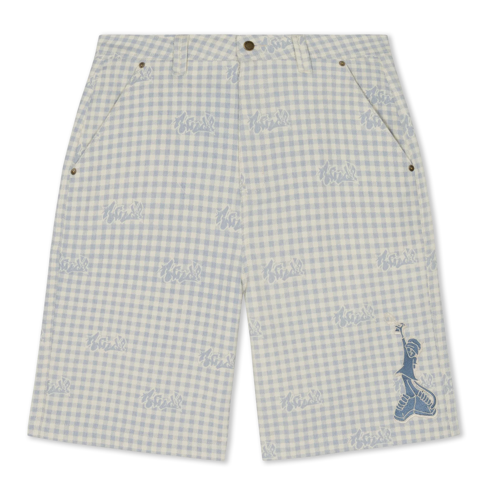 Image of Hard In Da Paint Wide Fit Shorts (Light Blue Checker)
