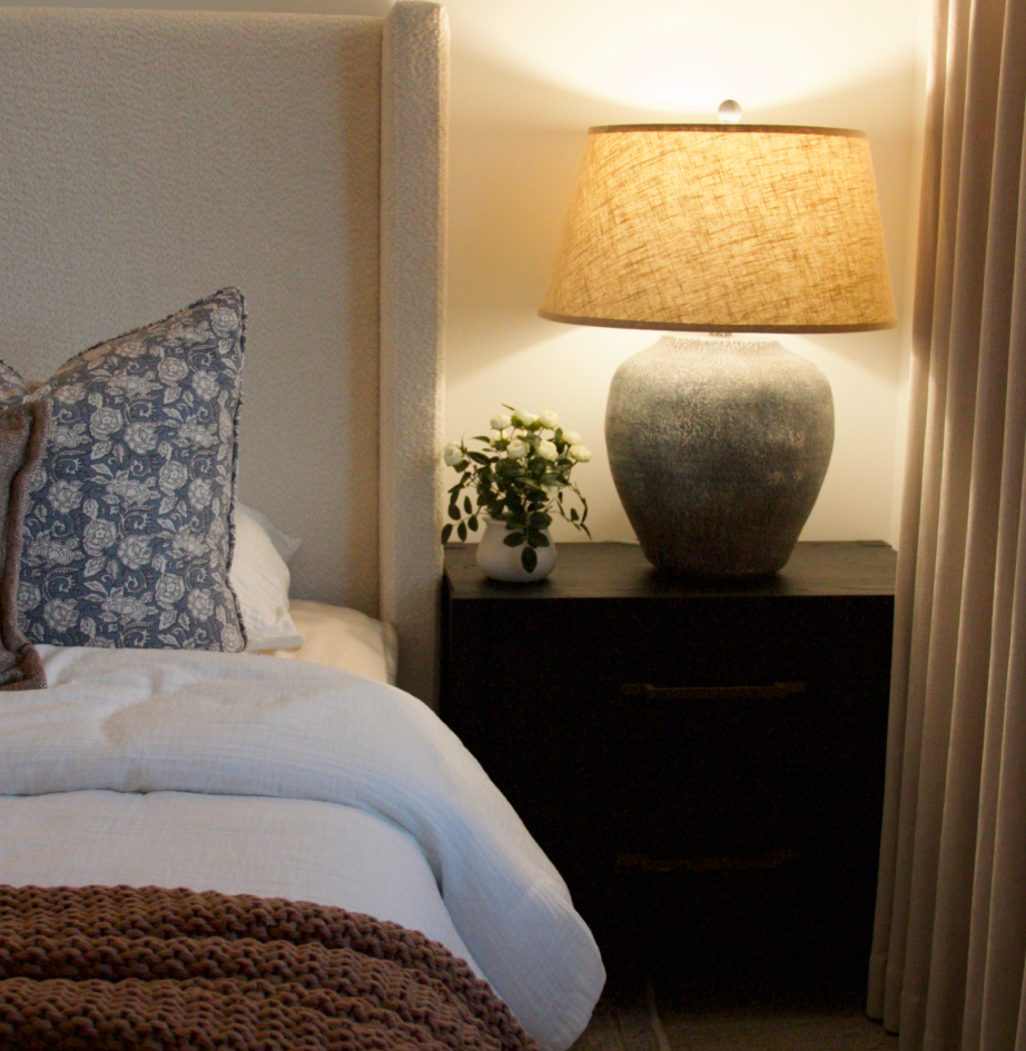 Close Up of Nightstand and Lamp 
