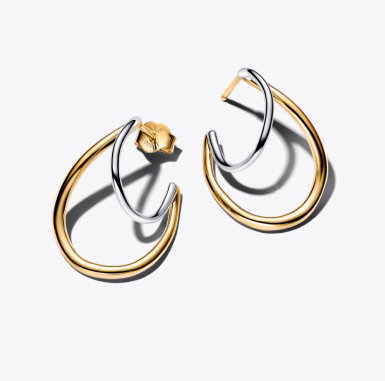 Organically Shaped Two-Tone Double Hoop Earrings 