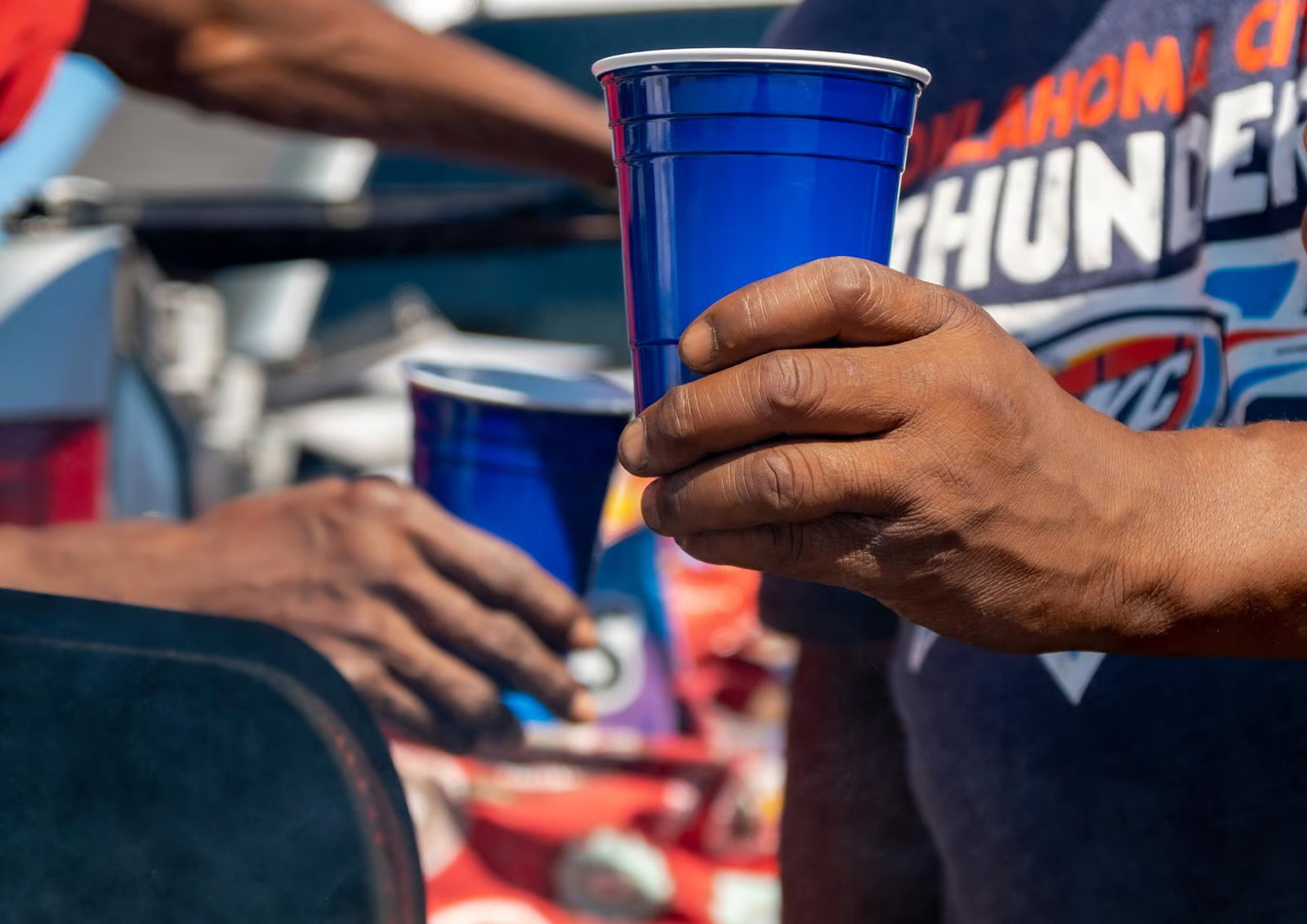Tailgate cocktails in stadium cups
