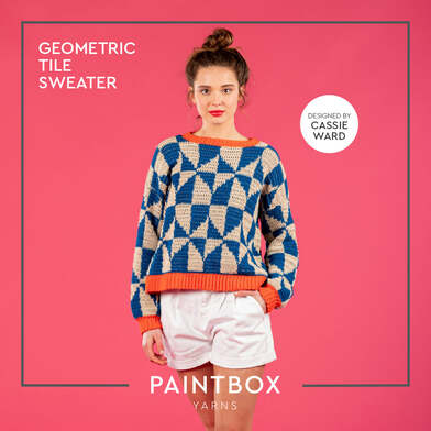 Geometric Tile Crochet Sweater in Paintbox Yarns Cotton DK