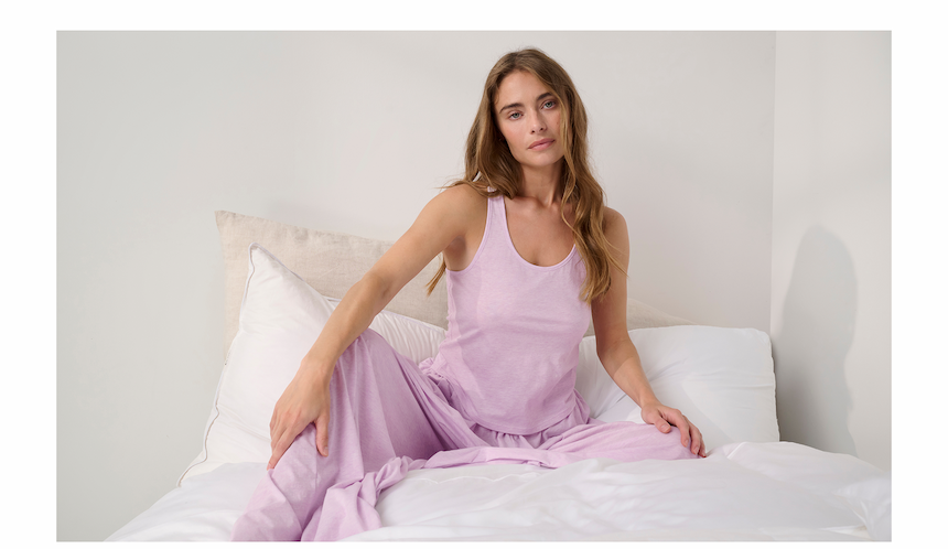 organic pima curved hem tank - dreamy lilac heather 