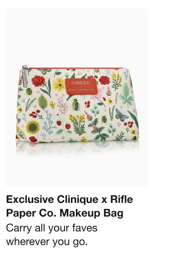 Exclusive Clinique x Rifle Paper Co. Makeup Bag | Carry all your faves wherever you go.