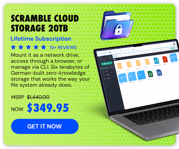 Scramble Cloud Storage Lifetime Subscription (20TB)