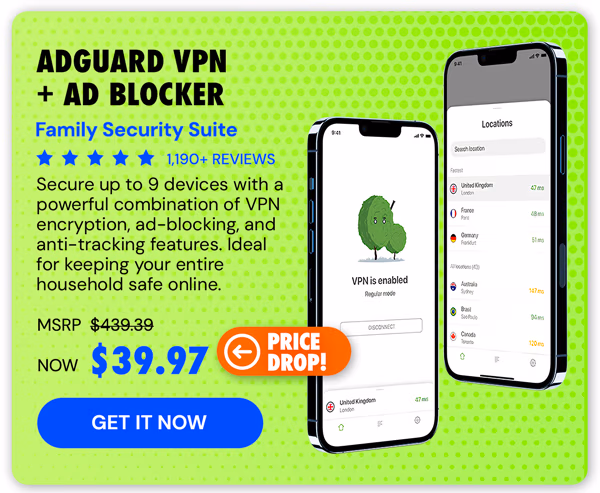AdGuard VPN + Ad Blocker Family Security Suite